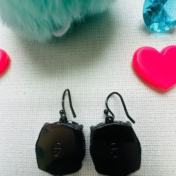 VERY RARE ALL BLACK Tory Burch Square Drop Earrings - Picture 5 of 5
